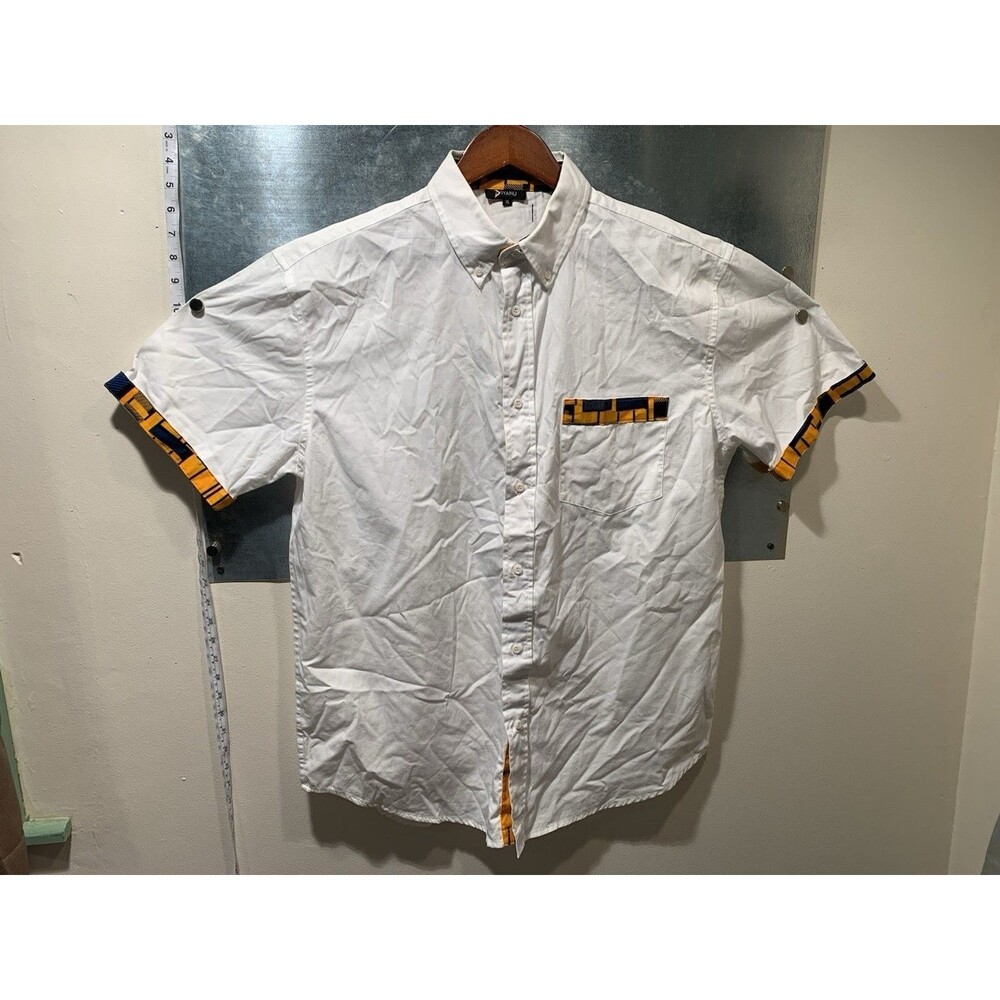 African Tribal Trim Button Down Print Shirt D'IYANU Men’s XL  SS
